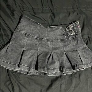 Wild Fable Gray Mini Skirt with Buckle Detail
